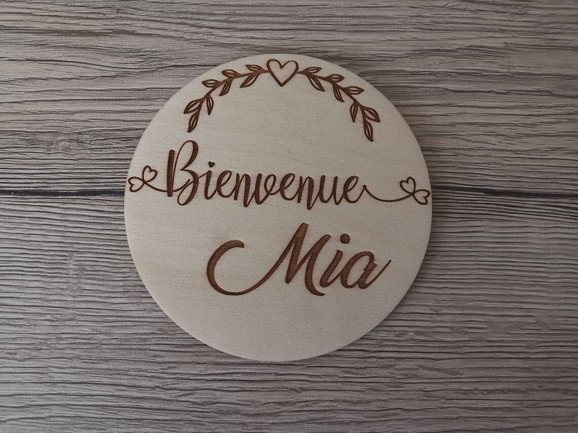 Photography Names - Tarjeta de nacimiento de madera con