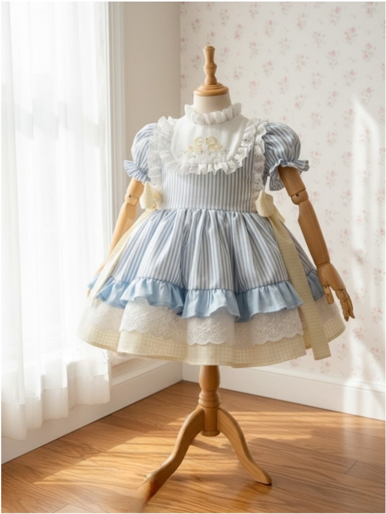 Photography Duck - Vestido de verano a rayas azules