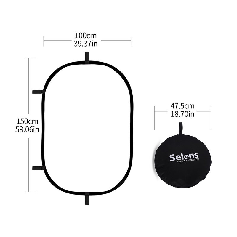 Reflector 5 In 1 - Reflector ovalado plegable de 100x150cm, tablero